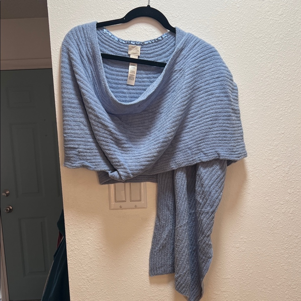 Cozy Blue Knit Shawl